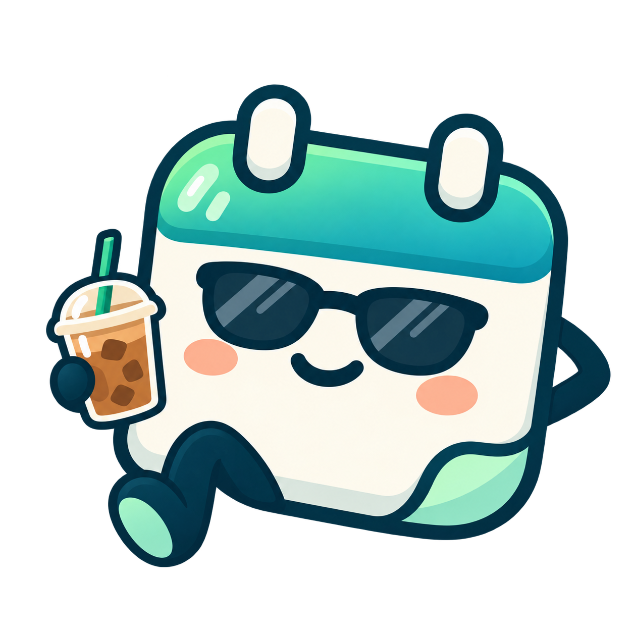 ShiftPOP’s cheerful calendar mascot enjoying an iced coffee on a day off